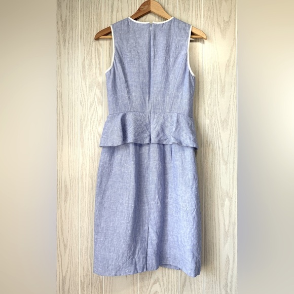 J. Crew Linen Peplum Dress French Blue Size 4 EUC MSRP $168 - Picture 3 of 4